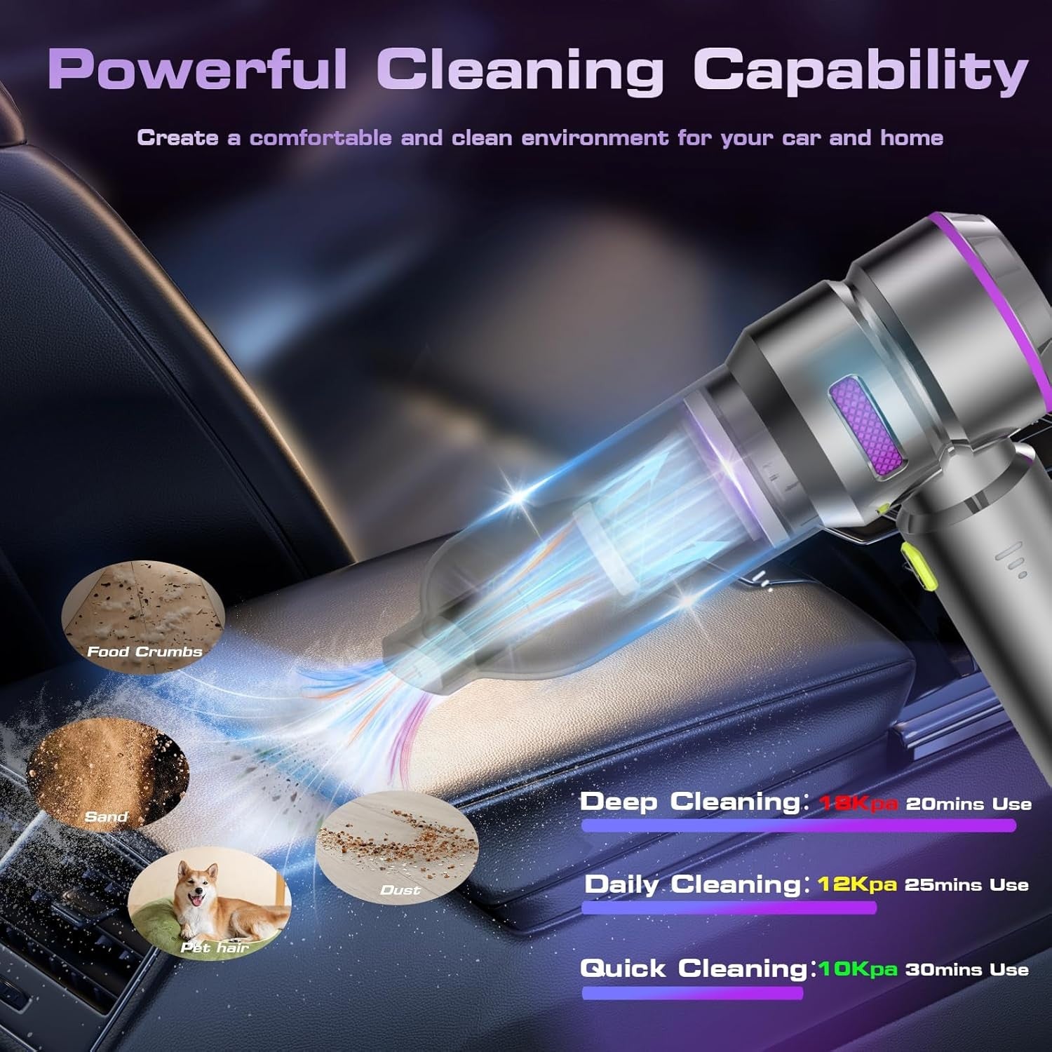 Keyboard Vacuum Cleaner 4 in 1 Car Vacuum Cleaner 22000PA Compressed Air Duster Brushless Motor Cordless Portable Pump Handheld Vacuum Strong Suction