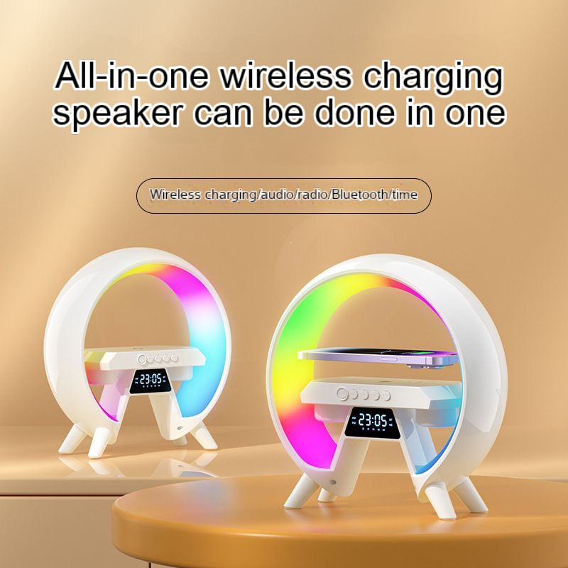 15W Multifunction Wireless Charger Pad Stand Speaker TF RGB Night Light Fast Charging Station for iPhone Samsung Xiaomi Huawei