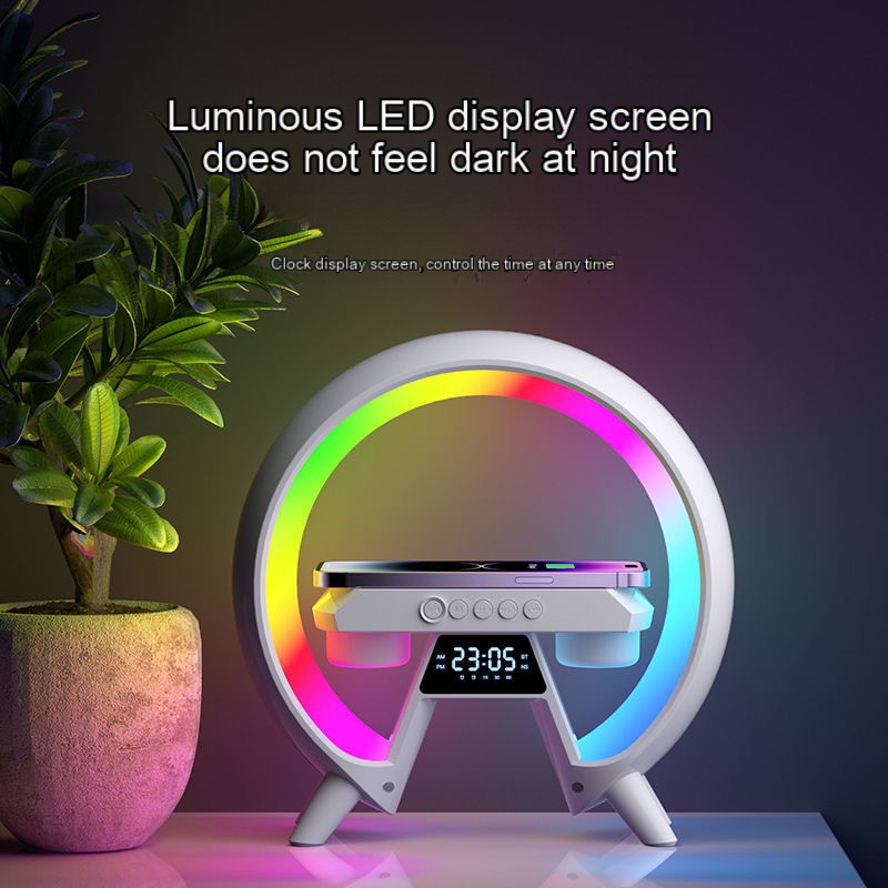 15W Multifunction Wireless Charger Pad Stand Speaker TF RGB Night Light Fast Charging Station for iPhone Samsung Xiaomi Huawei