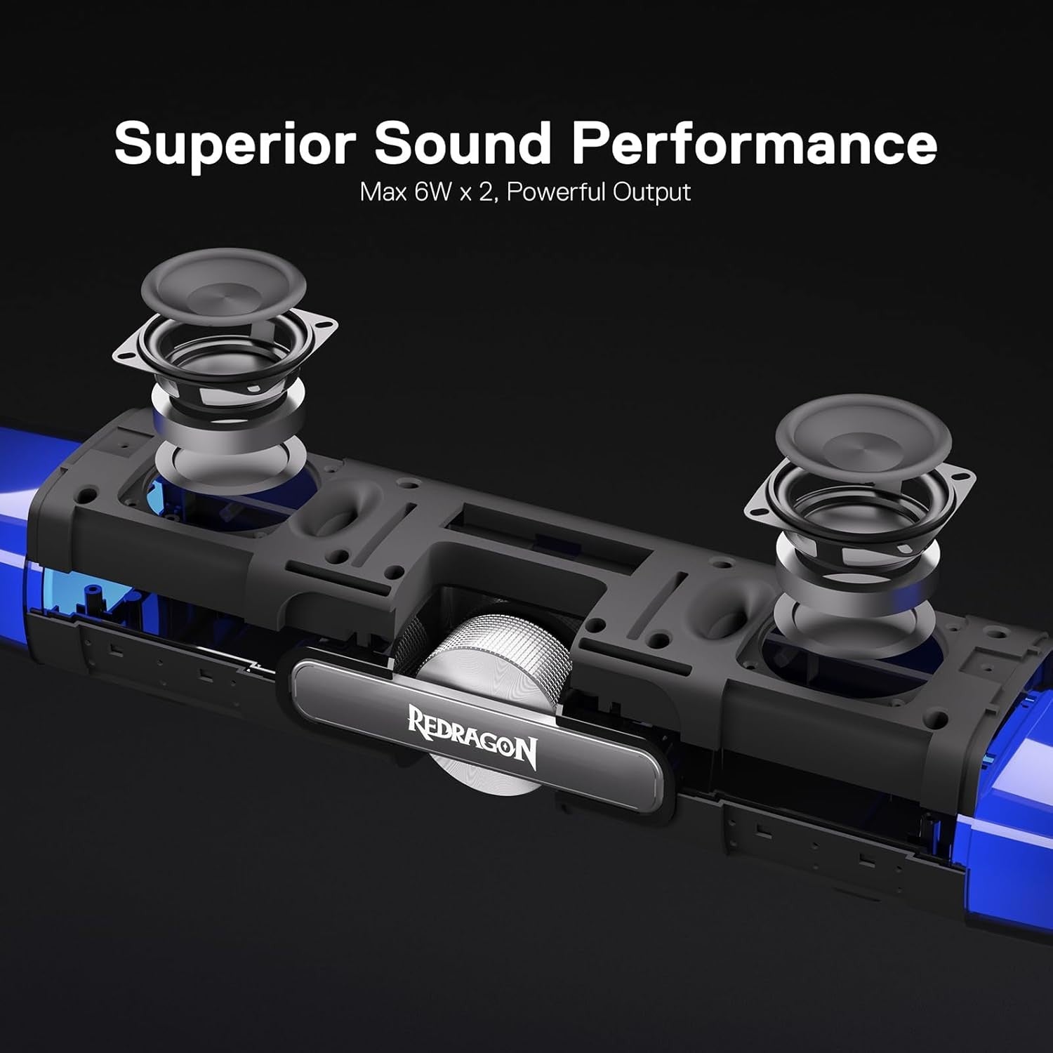 Redragon GS512 Wireless RGB Desktop Speakers, 2.0 PC Computer Stereo Soundbar w/BT 5.0/USB Mode, Max 6W x 2 Rich Sound, Crystal RGB Backlight