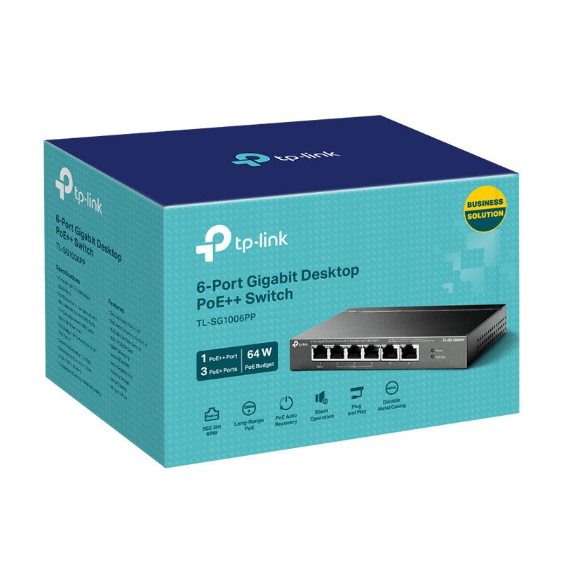 TP-Link 6-Port Gigabit Desktop Switch with 3-Port PoE+ and 1-Port PoE++