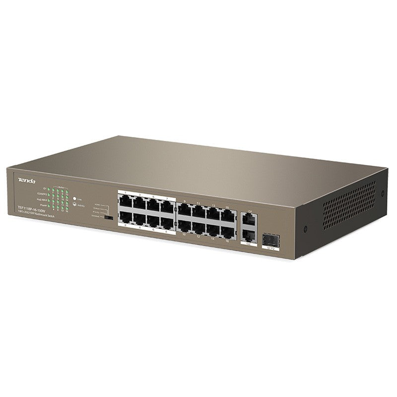 Tenda 16FE+2GE/1SFP Port Gigabit Unmanaged Switch with 16 Port PoE