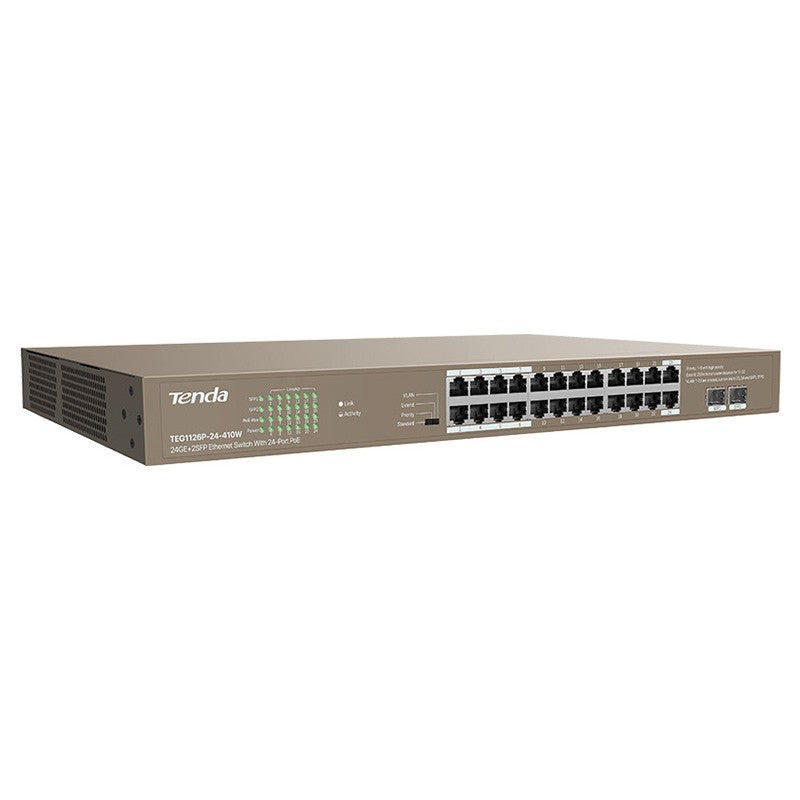 Tenda 24 Port Gigabit + 2 SFP Unmanaged Ethernet Switch with 24-Port PoE