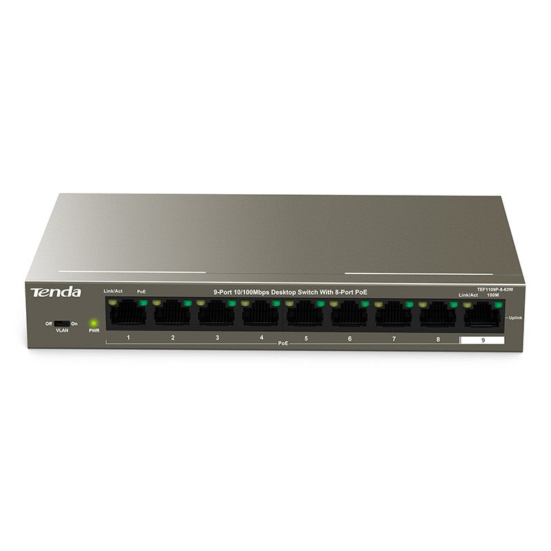 Tenda 9-Port 10/100Mbps Desktop Switch With 8-Port PoE