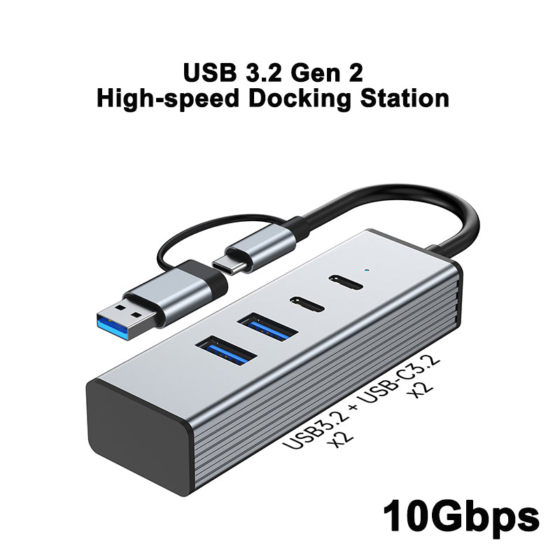 10Gbps USB-C Hub 3.2 Gen2 Docking Station - 4-in-1 Multi-Port Adapter for Laptop USB-A/C