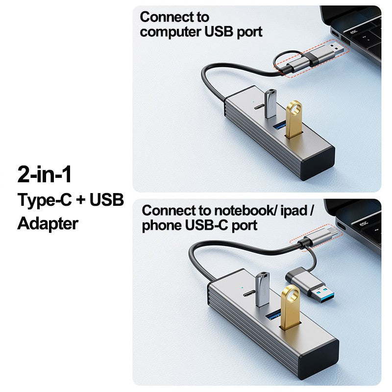 10Gbps USB-C Hub 3.2 Gen2 Docking Station - 4-in-1 Multi-Port Adapter for Laptop USB-A/C