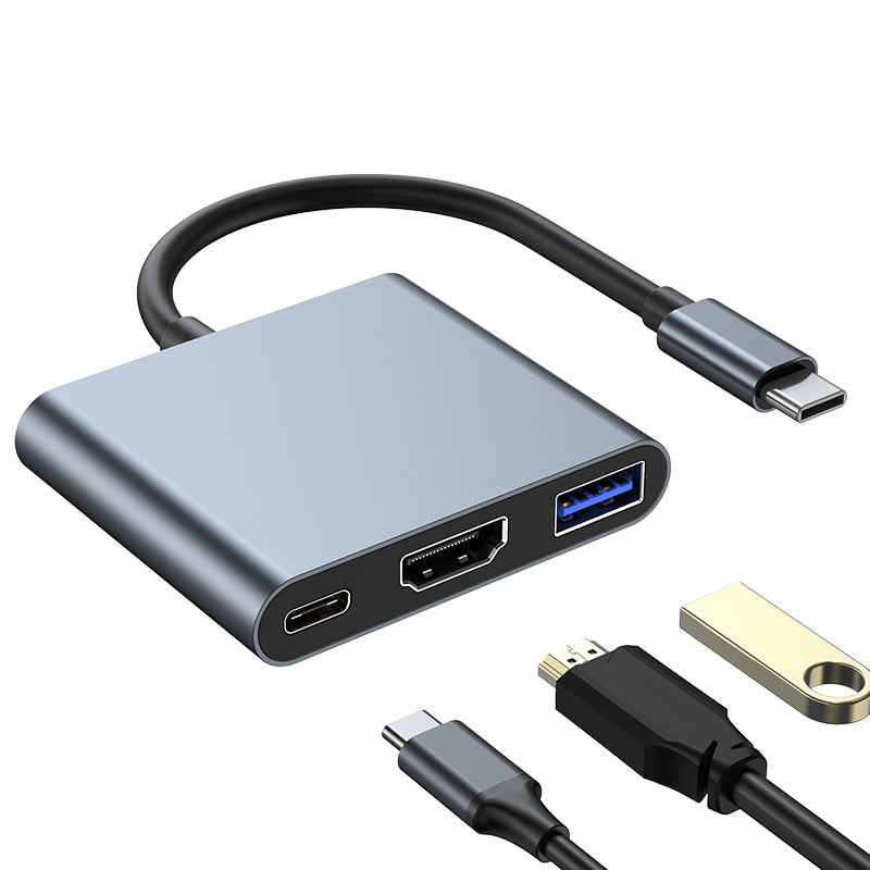 USB C Hub 4K HDMI, 3 in 1 USB C Adapter, USB Type C Hub with HDMI, USB 3.0 Data Port, 100W PD, Multiport Adapter for MacBook Pro, Laptop