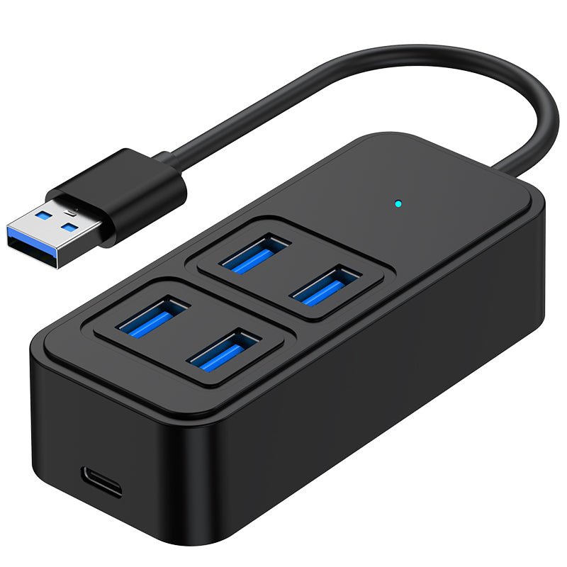 5-Port USB C Hub, Compact Size USB A Adapter with 4 USB 3.0 Ports & 1 Type C DC 5W Power Delivery Hub for Macbook, Notebook and More USB Devices