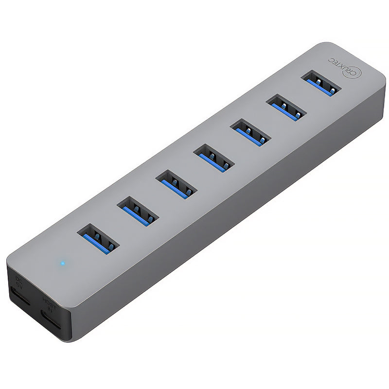 Cruxtec 7-Port Aluminum USB 3.0 Hub with USB-C Power Supply Port