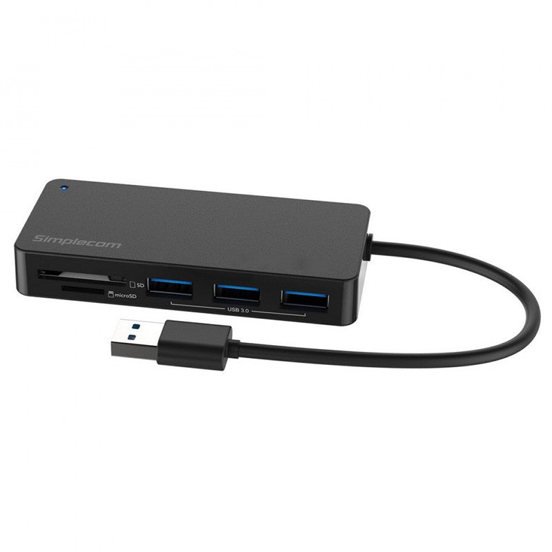 Simplecom 3 Port USB 3.0 Hub with Dual Slot SD MicroSD Card Reader