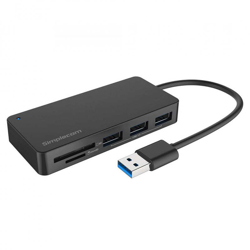 Simplecom 3 Port USB 3.0 Hub with Dual Slot SD MicroSD Card Reader