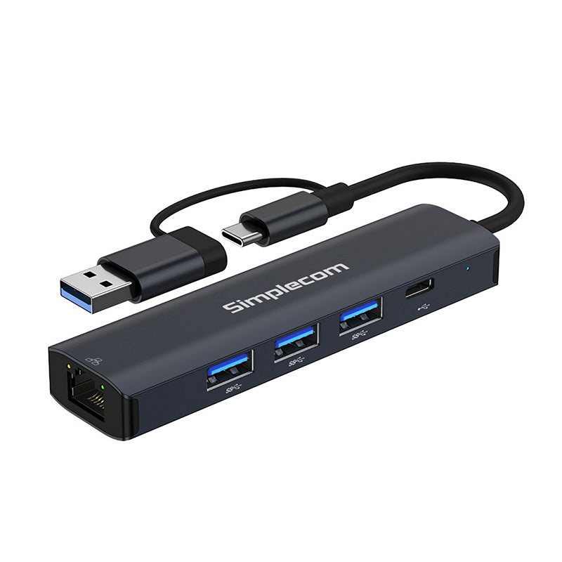 Simplecom 5-in-1 Multiport USB Hub with Gigabit Ethernet Port