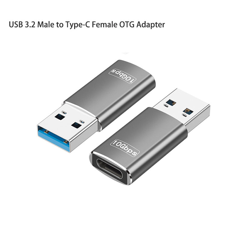 USB-A to USB-C 10Gbps Adapter USB 3.2 Gen2 SuperSpeed Converter Gray