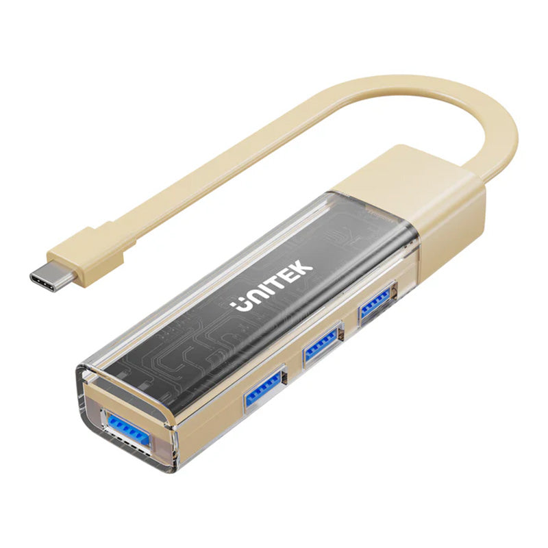 Unitek 4 Port Bi-Directional USB Hub with Detachable Cable - Beige