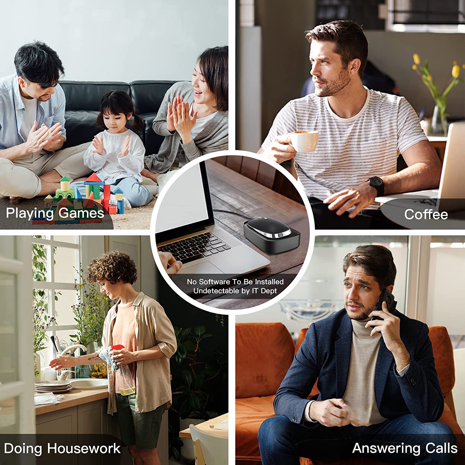 Undetectable Mouse Mover Mouse Jiggler Keeps PC Active No Software Randomly Automatic Driver-Free Prevents Computer Laptops From Sleeping Mode