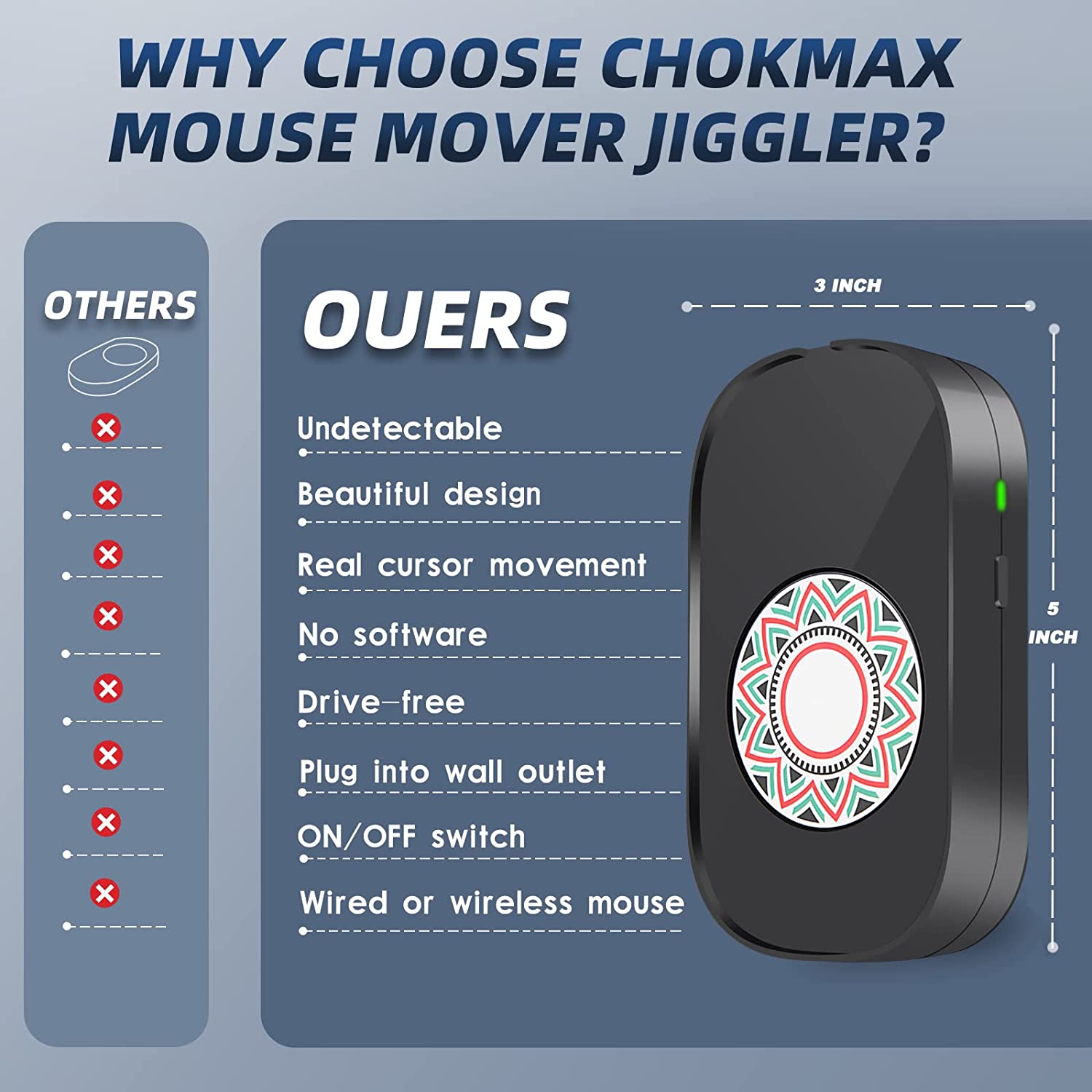Undetectable Mouse Mover Mouse Jiggler Keeps PC Active No Software Randomly Automatic Driver-Free Prevents Computer Laptops From Sleeping Mode