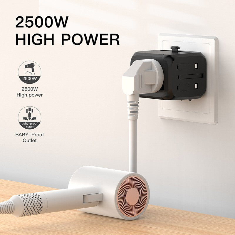 Universal Travel Adapter, International Charger with 1 USB Ports and 2 Type-C PD Fast Charging Adaptor for iPhone, Tablet, Gopro.