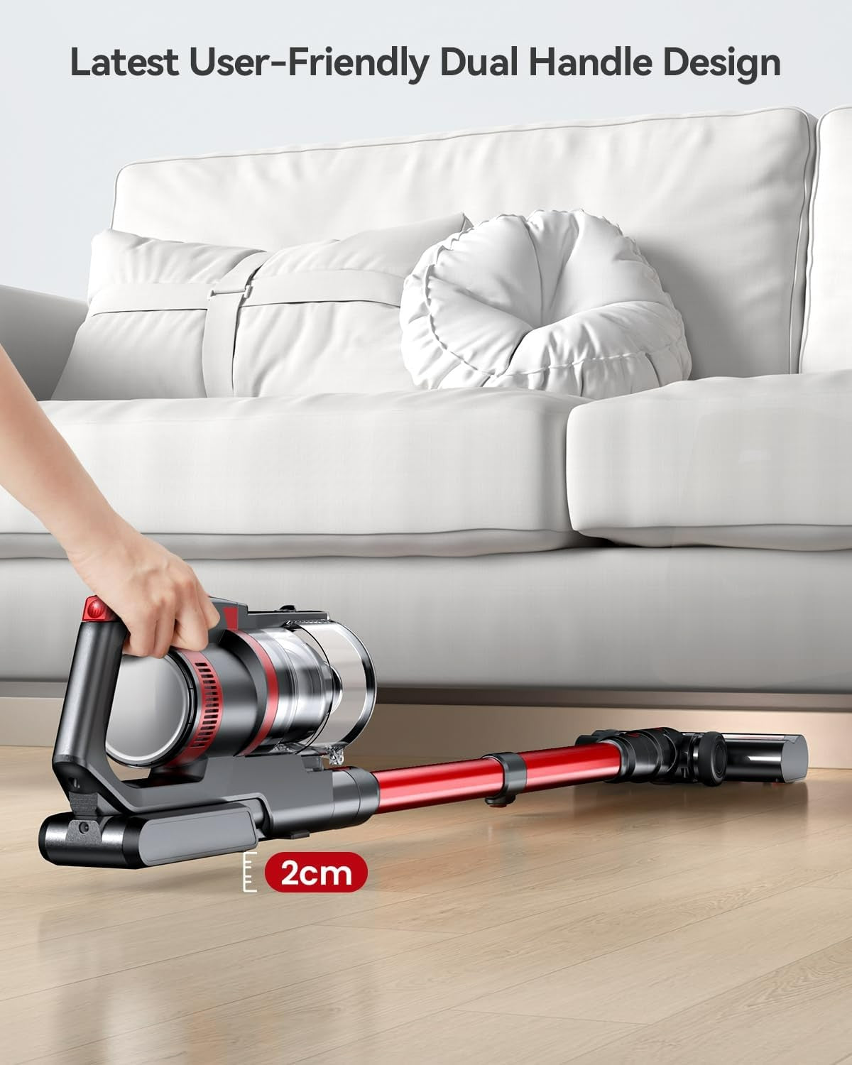 Hompany vacuum cleaner SmartVac-13, 45KPA/550W Stick Vacuum with LED Screen, Max 60mins Runtime, Anti-Tangle Vacuum Cordless