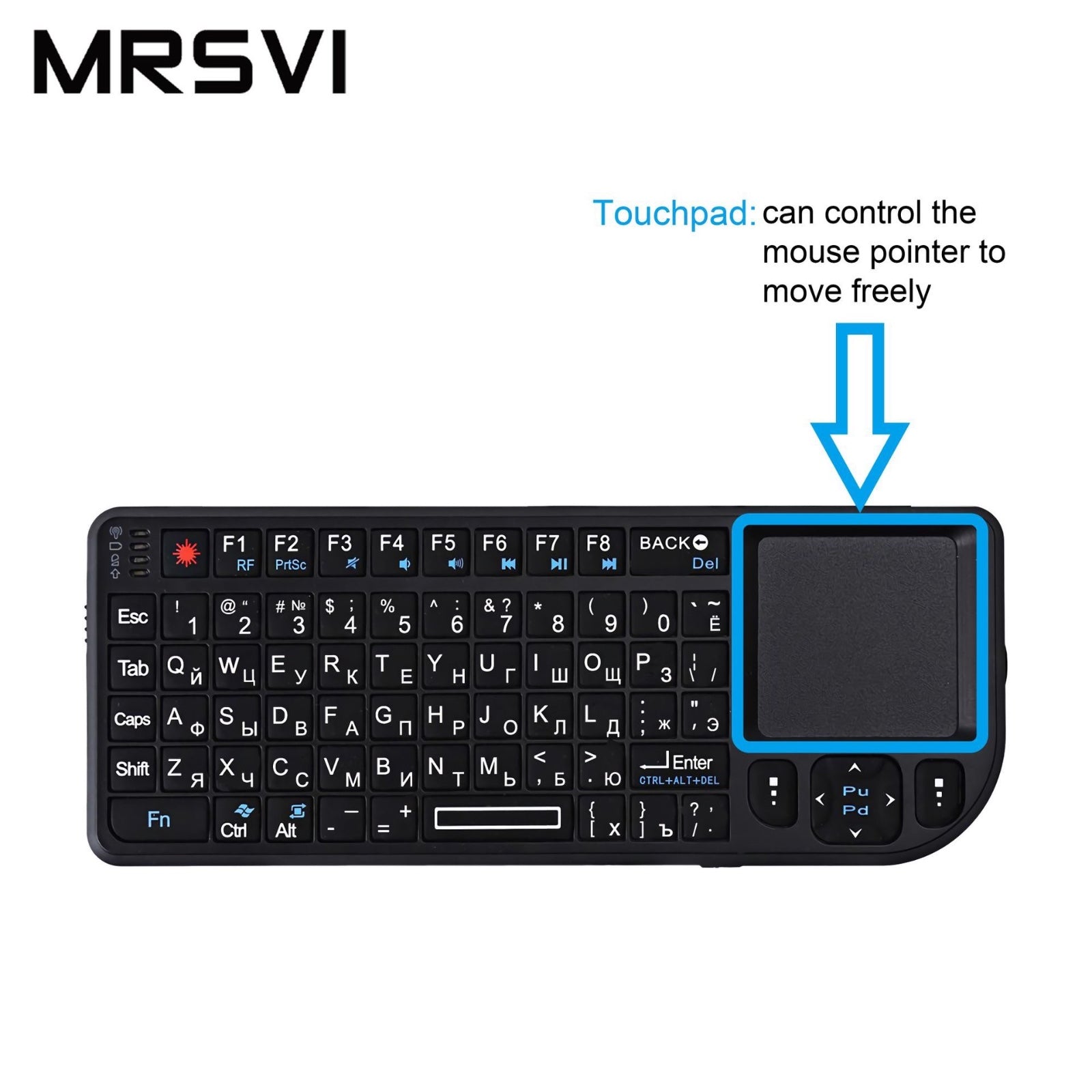 2.4g A8 keyboard with touch control, multifunctional seven color backlight, multilingual USB handheld keyboard