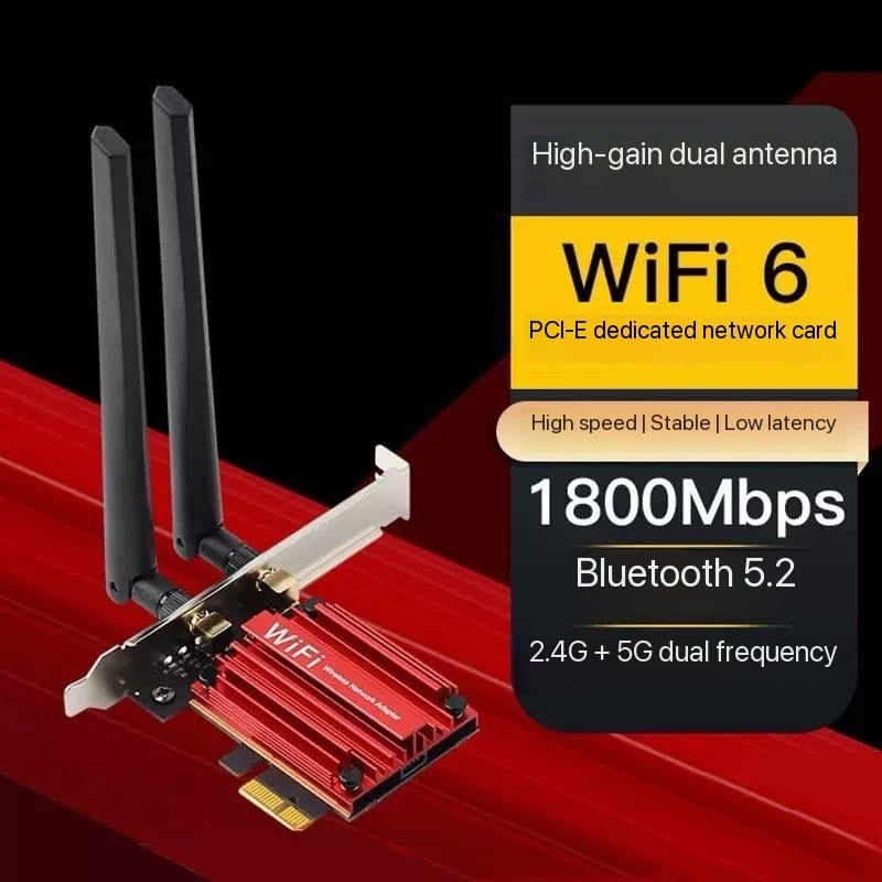 WIFI6 wireless network card, built-in PCIE gigabit 5G dual-band 1800M Bluetooth 2-in-1 receiver