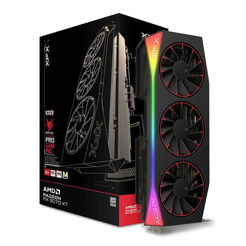 XFX Mercury AMD Radeon RX 9070 XT OC Magnetic Air Edition with RGB 16G Graphics Card