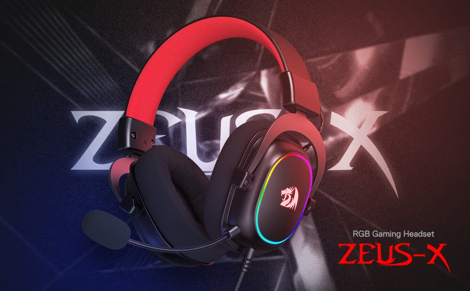 Redragon H510 Zeus-X RGB Black USB Wired Gaming Headphone Headset - 7.1 Surround Sound 53MM Audio Drivers in Memory Foam Ear Pads