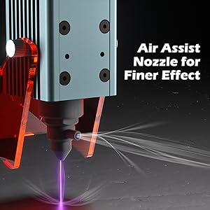 Genmitsu 10W Compressed Spot Laser Module with Air Assist Nozzle, 0.08mm*0.05mm Laser Spot, Min 8.5W Optical Power, for Genmitsu 4040 PRO, 6050 Plus C