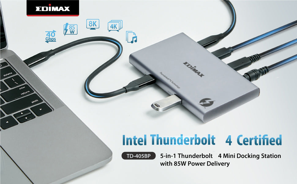 Edimax 5-in-1 Thunderbolt™ 4 Mini Docking Station with 85W Power Delivery