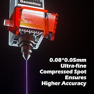 Genmitsu 10W Compressed Spot Laser Module with Air Assist Nozzle, 0.08mm*0.05mm Laser Spot, Min 8.5W Optical Power, for Genmitsu 4040 PRO, 6050 Plus C