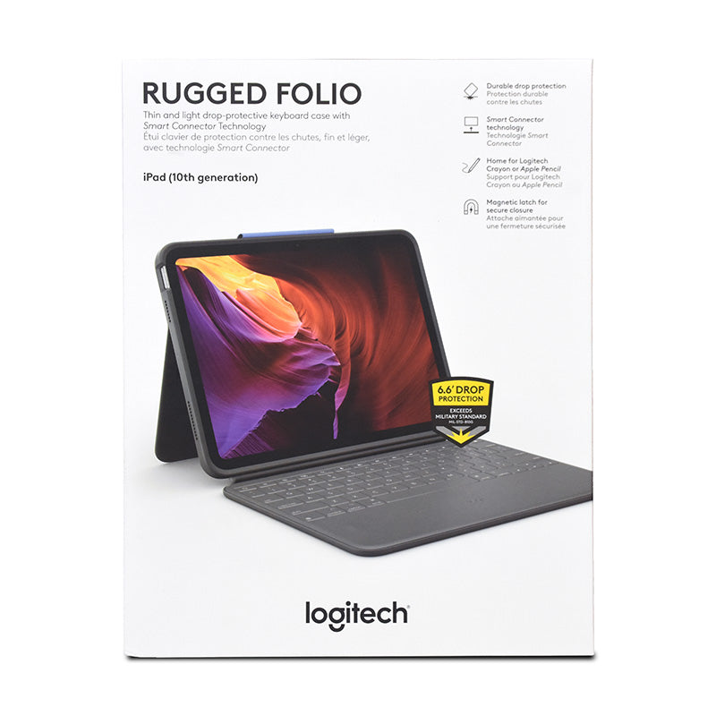 Logitech Rugged Folio Protective Keyboard Case for iPad 10th Gen - Graphite