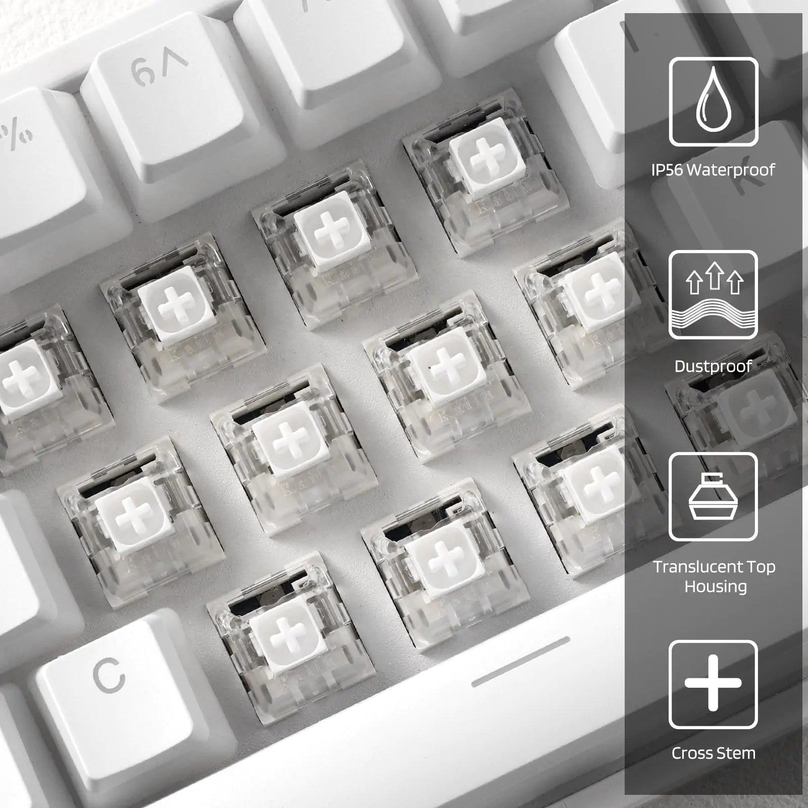 Kailh x LTC Box Switches White for Mechanical Gaming Keyboard DIY, 3pin Clicky RGB/SMD Waterproof MX Stem Switches with Switch Puller(30 Pcs, White)
