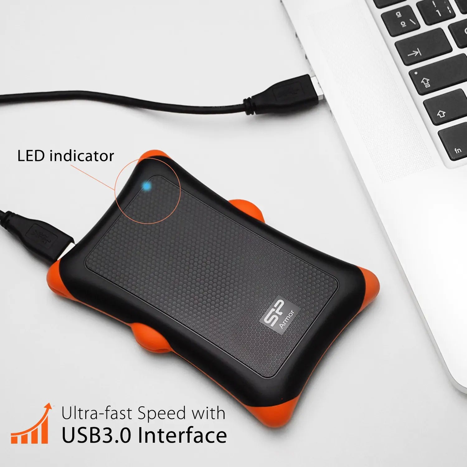 Silicon Power 2TB A30 Rugged Shockproof Portable External Hard Drive USB 3.0 For PC,MAC,XBOX,PS4,PS5 - Orange
