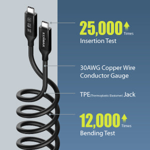 Edimax 40Gbps USB4 Thunderbolt 3 Cable USB-C to USB-Cable, 2 m Length