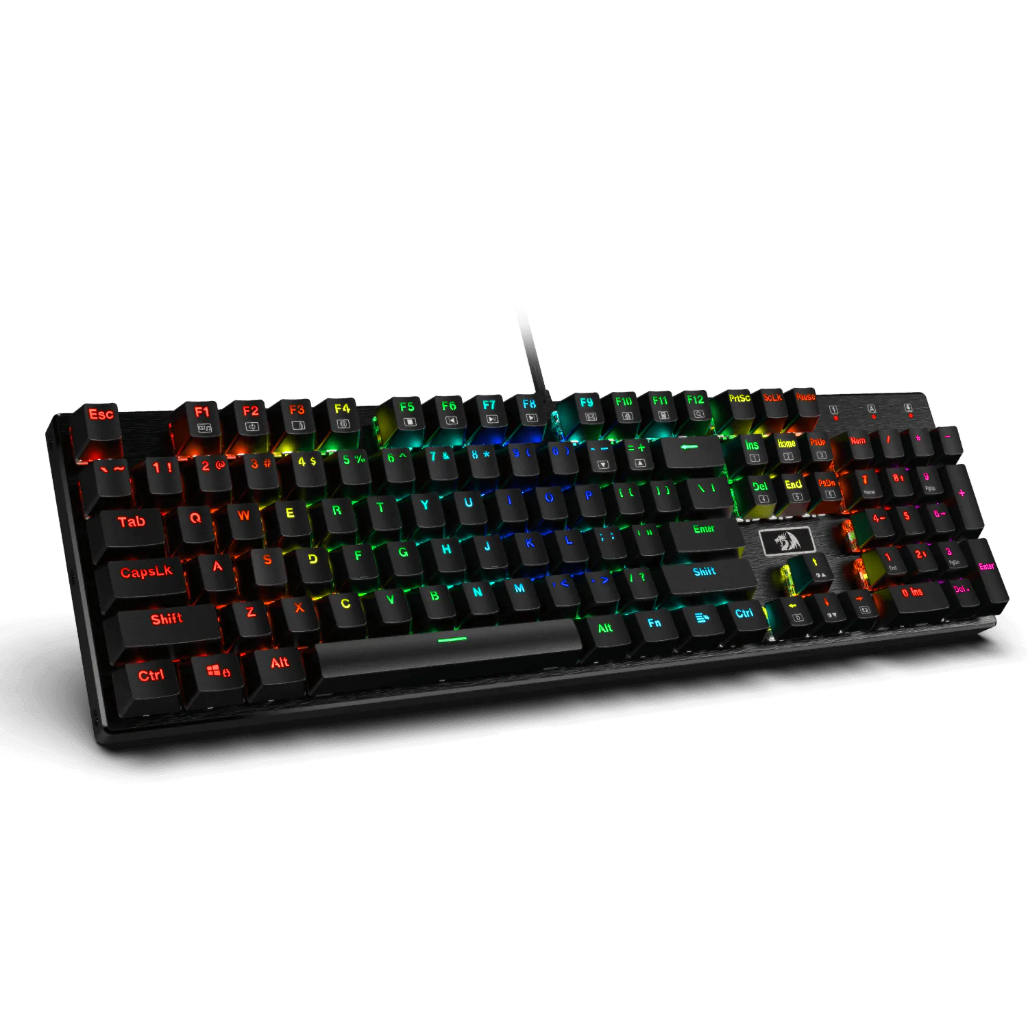 Redragon K556 RGB LED Backlit Wired Mechanical Gaming Keyboard, Aluminum Base, 104 Standard Keys, Brown Switches