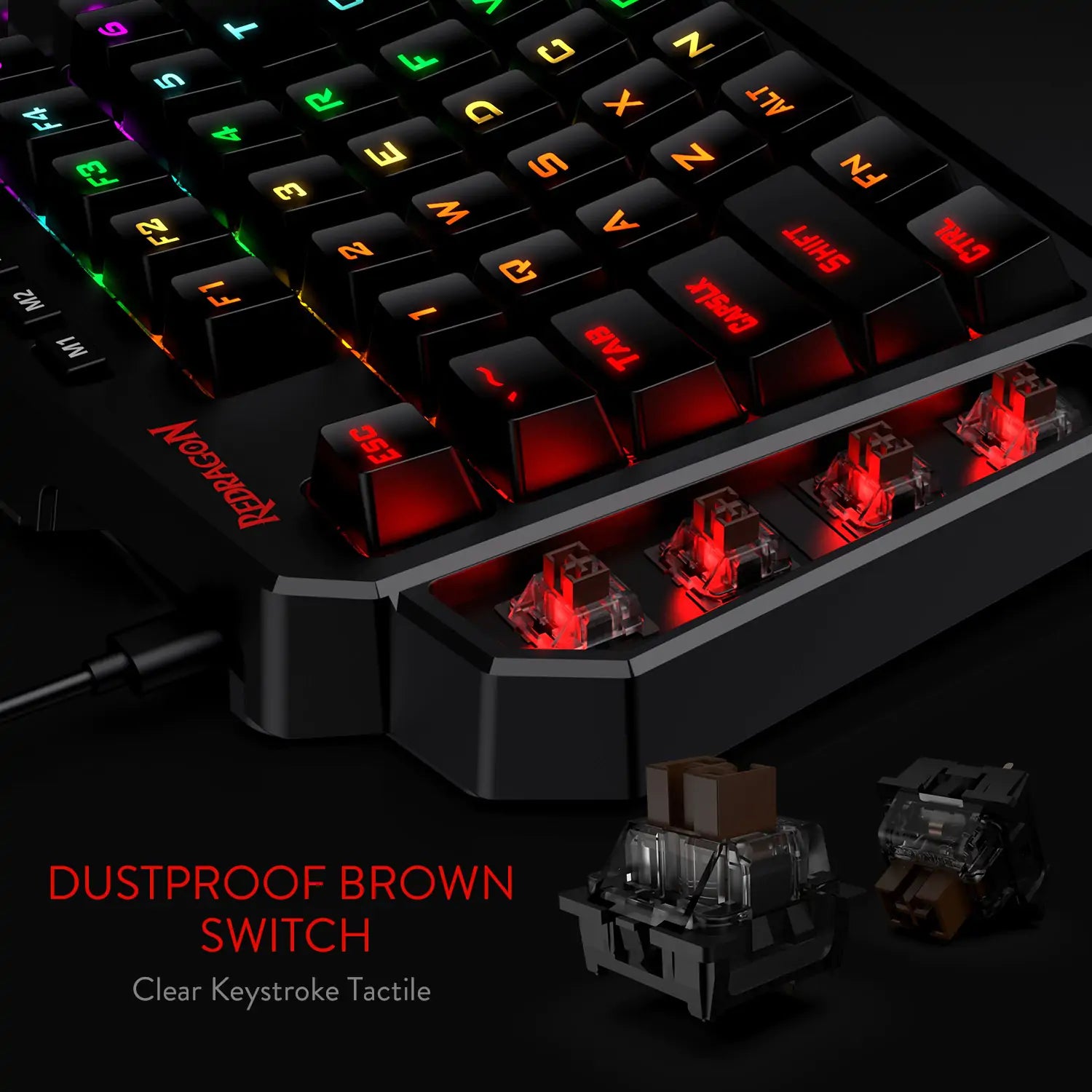 Redragon K585 DITI One-Handed RGB Mechanical Gaming Keyboard,Brown Switch