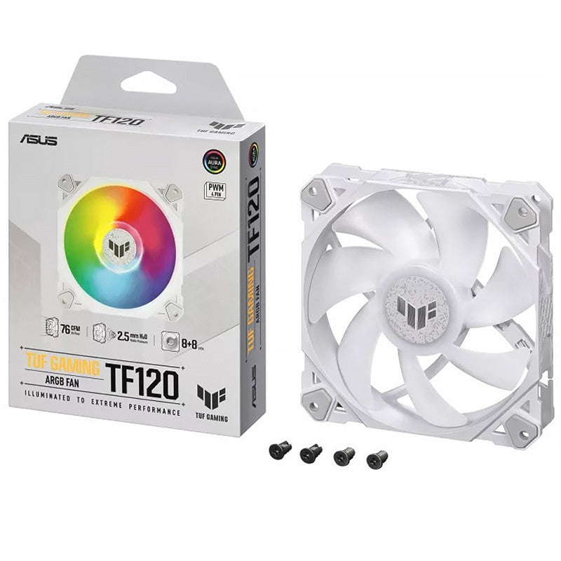Asus TUF Gaming TF120 120mm ARGB PWM White Fan - Single Fan