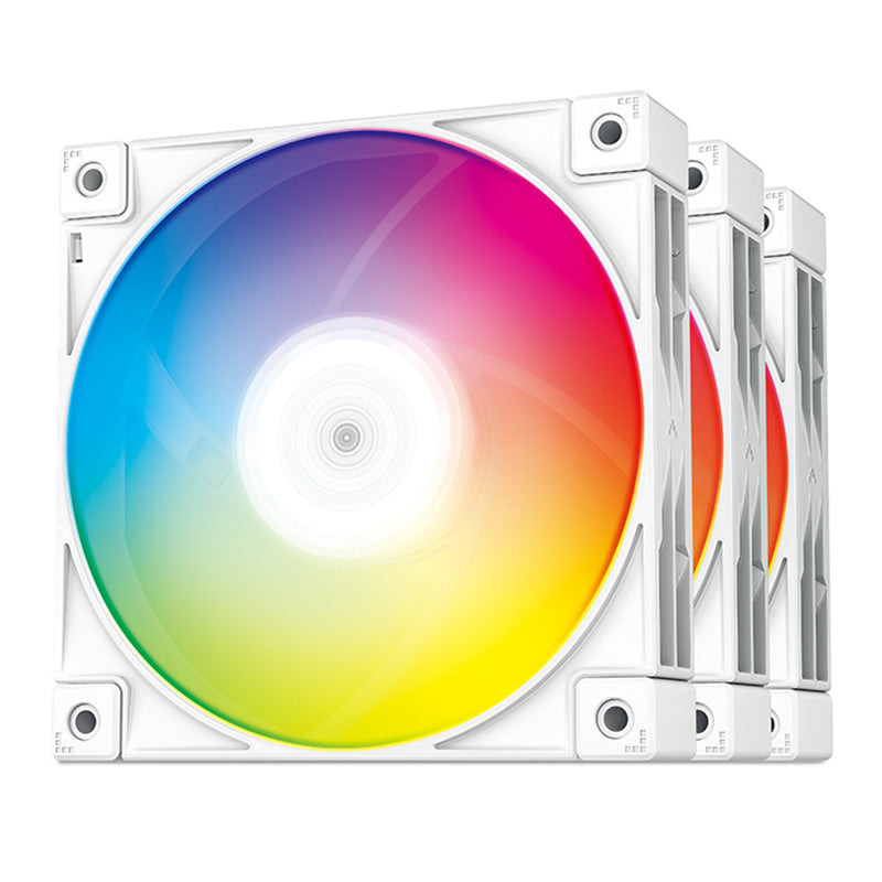 DeepCool 120mm 3-in-1 White ARGB 4-Pin PWM Fan - 3 Pack