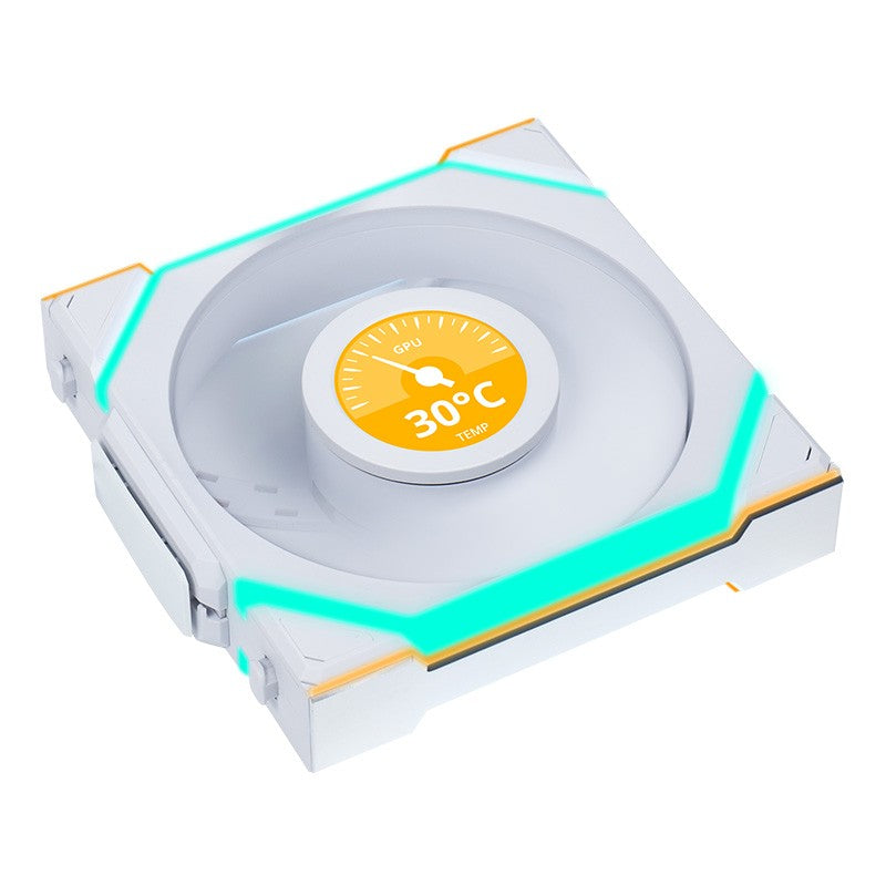 Lian Li Uni Fan 120mm SL Wireless ARGB 4-Pin PWM White Fan with 1.6in LCD Display