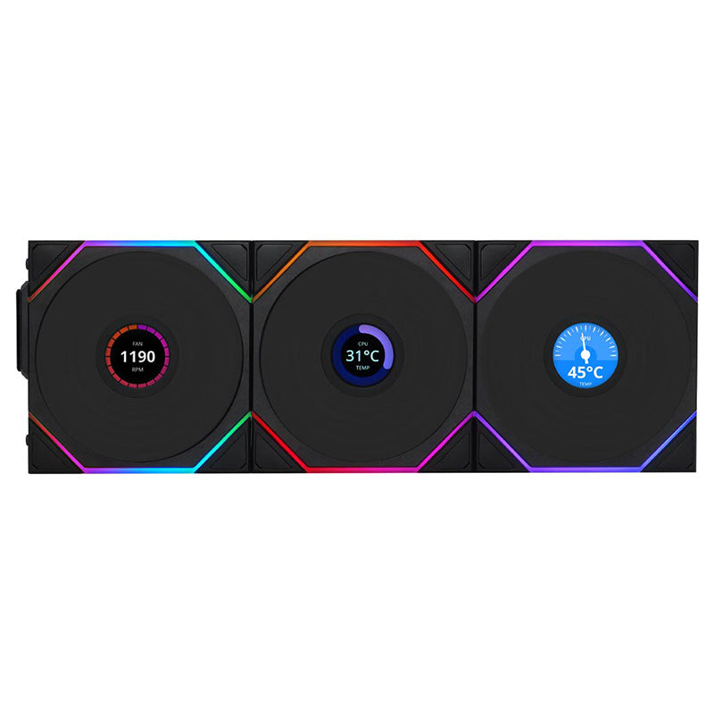 Lian Li Uni Fan TL LCD 120mm Seamless Wireless Control Fan - 3 Pack with Controller