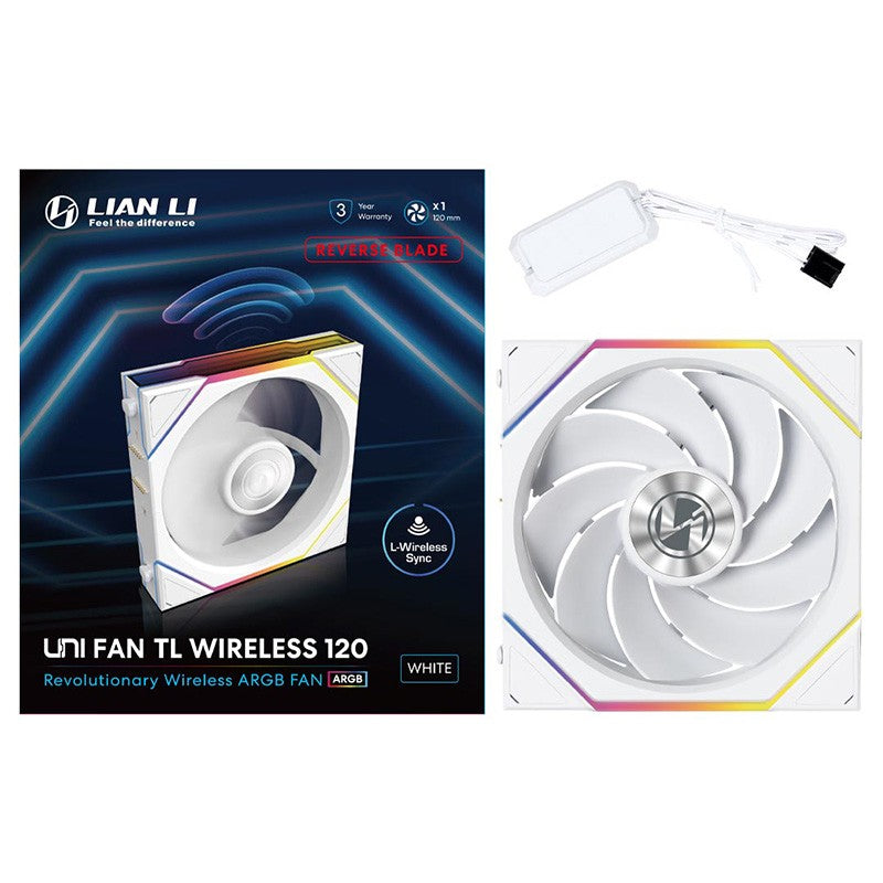 Lian Li Uni Fan TL Wireless 120mm Reverse Blade Fan - White