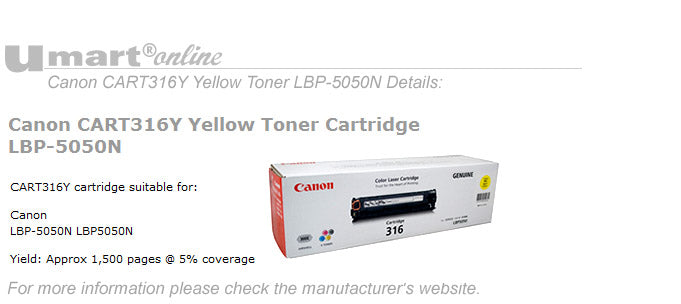 Canon Yellow Toner Cartridge for LBP-5050N