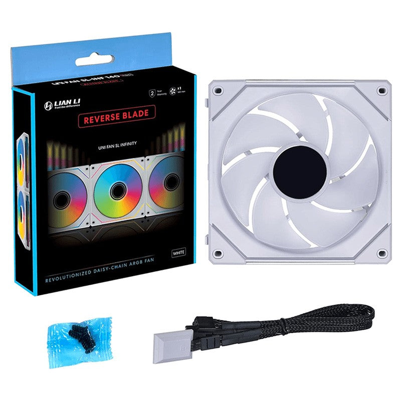 Lian Li UniFan SL Infinity 140mm Reverse Blade ARGB PWM Fan - White
