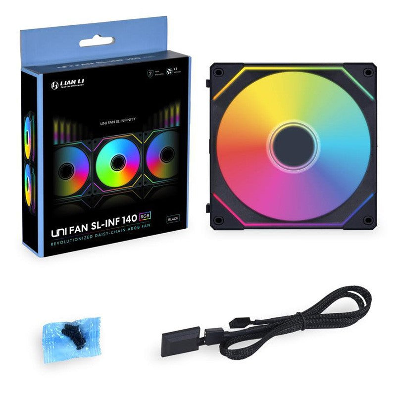 Lian Uni Fan SL Infinity 140mm ARGB PWM 1600RPM Black - Single Pack