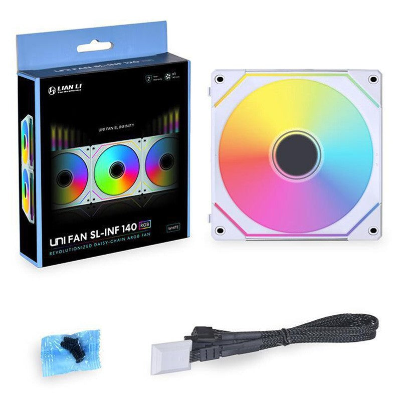 Lian Uni Fan SL Infinity 140mm ARGB PWM 1600RPM White - Single Pack