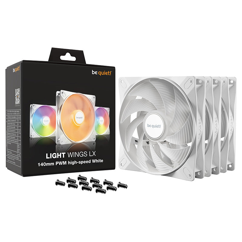 be quiet! Light Wings LX 140mm PWM High-Speed Fan Triple Pack - White