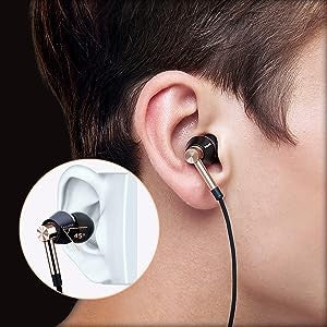1MORE E1001 Triple Driver In Ear Headphones, Hi-Res Wired Earphones With MEMS Microphone, In-Line Remote, 3.5mm Wired, 8 Pairs Ear Tips Gold