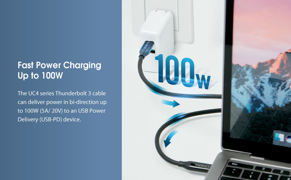 Edimax 40Gbps USB4 Thunderbolt 3 Cable USB-C to USB-Cable, 2 m Length