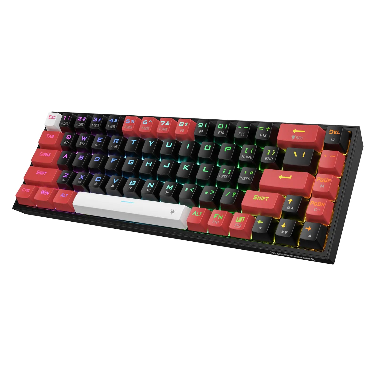 Redragon K631 Pro Castor 65% Wireless RGB Gaming Keyboard, 68 Keys Hot-Swappable Compact Mechanical Keyboard w/ 3-Mode Connection, Red Switch