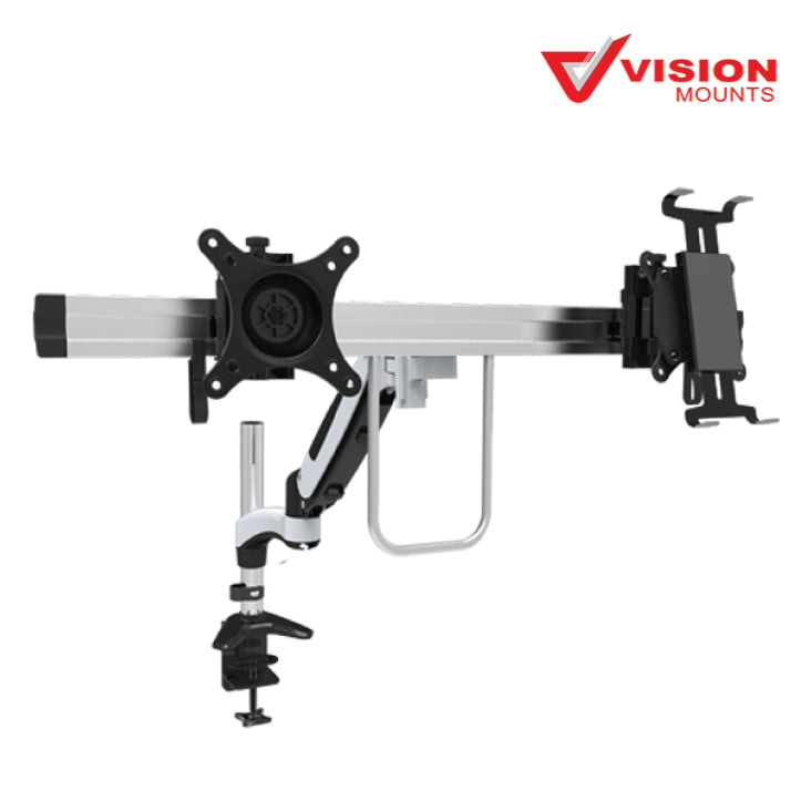 VisionMount VM-GST112C-PAD Desk Clamp Aluminium Single LCD Monitor & iPad Holder, Support up to 24"