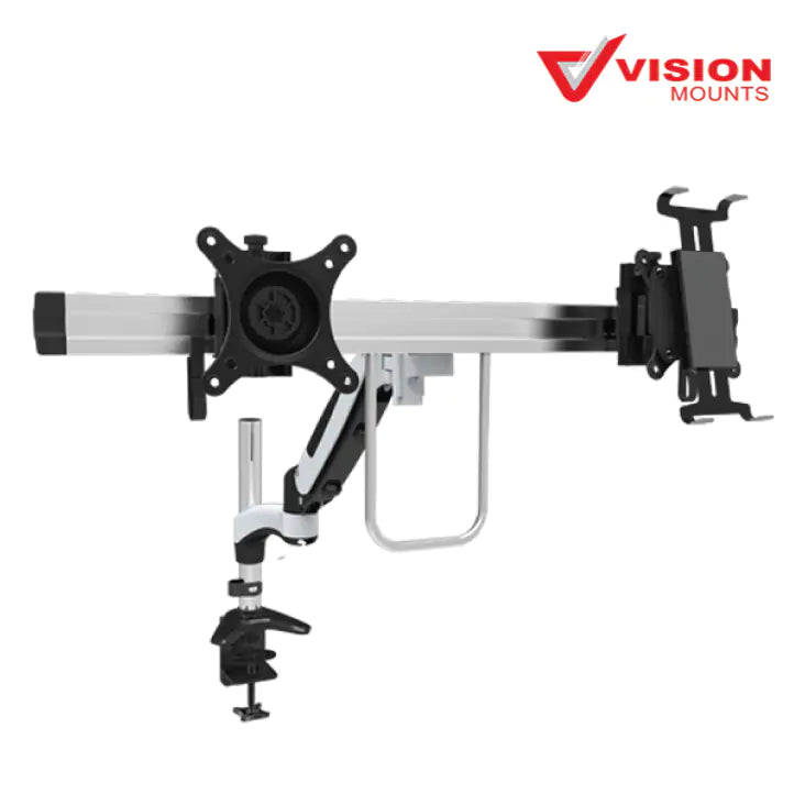 VisionMount VM-GST112C-PAD Desk Clamp Aluminium Single LCD Monitor & iPad Holder, Support up to 24"